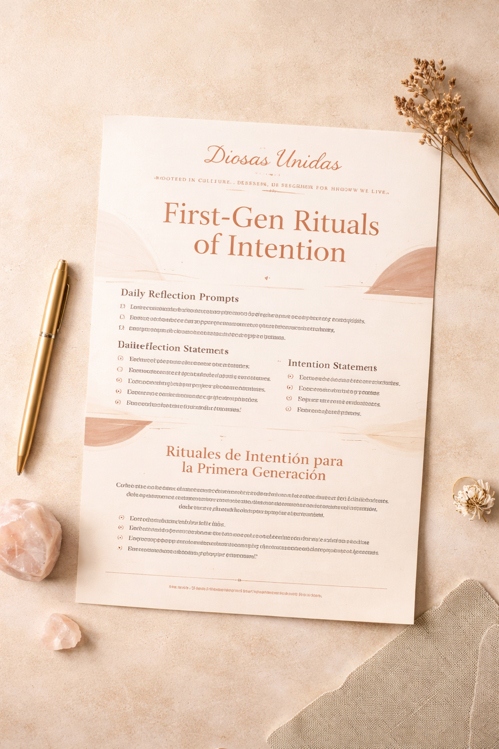 First-Gen Rituals of Intention: One-Page Cheat Sheet – Diosas Unidas ...